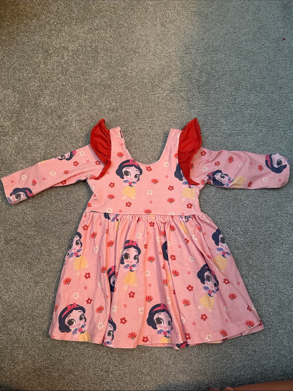 Disney Pink and Red Girls' Snow White Print Casual Dress